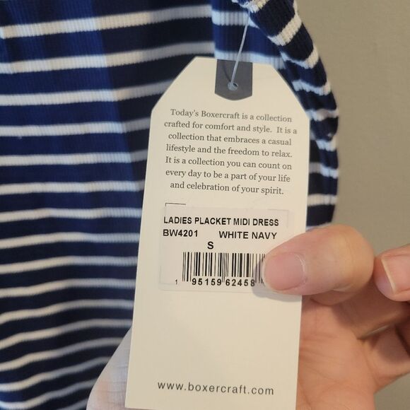 Boxercraft Blue White Stripes Tank Midi Dress Size Small - Picture 5 of 9